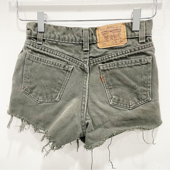 Levi’s Vintage 560 Regular Green Denim Cutoff Shorts Size 12 Orange Tab - Picture 2 of 8